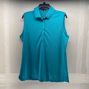 NEW Nike Tour Performance Dri-Fit Sleeveless Polo Shirt Golf Blue Womens XL